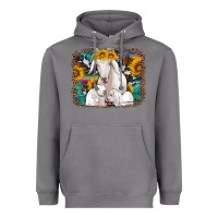 Storm goat family with sunflowers western serape turquoise background Heavyweight Hoodie - Artiststas
