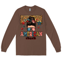 Chestnut american mom junkie messy bun Long Sleeve Tee - Zillion Design Studio
