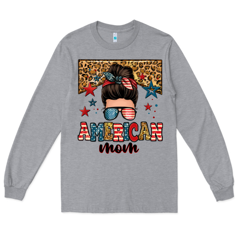 American Mom Junkie Messy Bun Long Sleeve Tee by Zillion Design Studio | Teevron