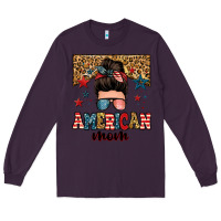 Plum american mom junkie messy bun Long Sleeve Tee - Zillion Design Studio