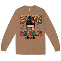 Toasted Coconut american mom junkie messy bun Long Sleeve Tee - Zillion Design Studio