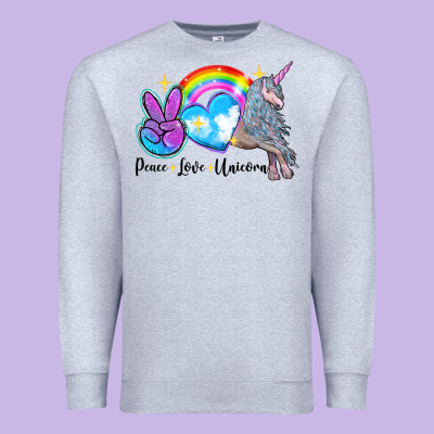 Peace Love Unicorn Premium Sweatshirt Designed By Lillyallendesigns