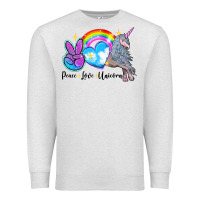 Oatmeal Heather peace love unicorn Premium Sweatshirt - LillyAllenDesigns