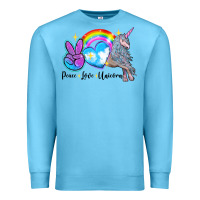 Ocean Blue peace love unicorn Premium Sweatshirt - LillyAllenDesigns