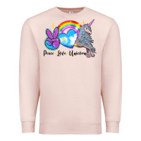 Pale Pink peace love unicorn Premium Sweatshirt - LillyAllenDesigns