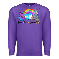 Purple peace love unicorn Premium Sweatshirt - LillyAllenDesigns