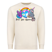 Sandshell peace love unicorn Premium Sweatshirt - LillyAllenDesigns