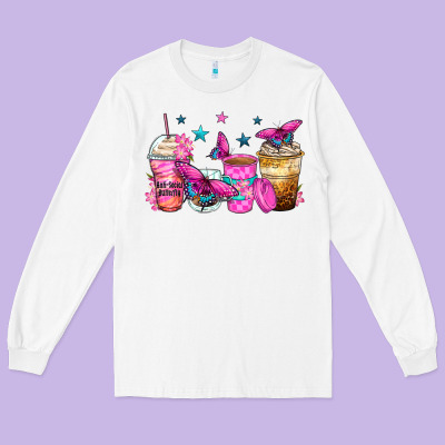 Antisocial Butterfly Coffee Cups Long Sleeve Tee Designed By Zillion Design Studio