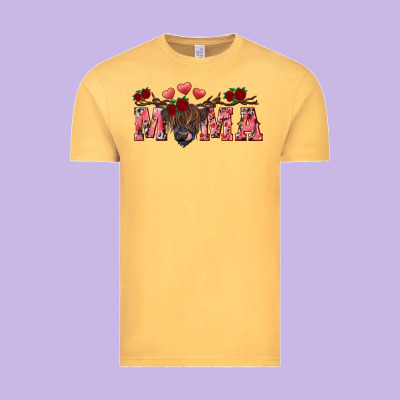Vintage Tee Valentine's day mama black highland cow