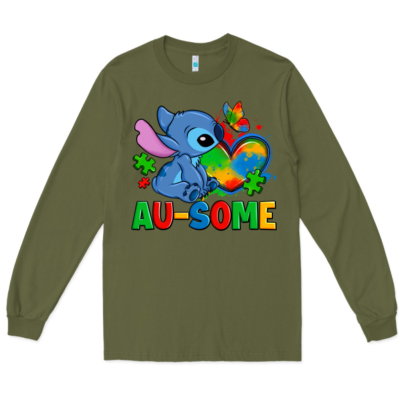 Ausome Stitch Autism Long Sleeve Tee by Zillion Design Studio | Teevron