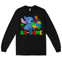 Black ausome stitch autism Long Sleeve Tee - Zillion Design Studio
