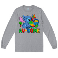 Heather Grey ausome stitch autism Long Sleeve Tee - Zillion Design Studio