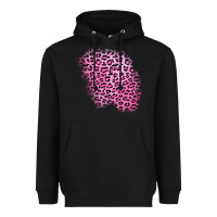 Black pink leopard patch Heavyweight Hoodie - AdoDesignShop