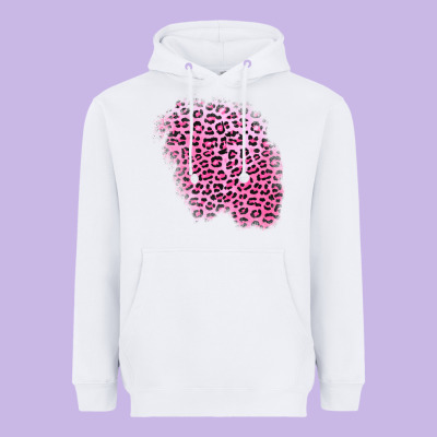 Pink Leopard Patch Heavyweight Hoodie Designed By Adodesignshop