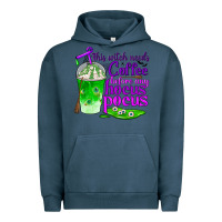 Pigment Midnight Navy this witch needs coffee before any hocus pocus Urban Hoodie - BundleAndBundleShop