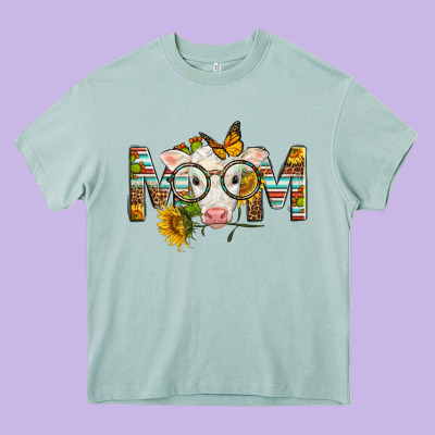 Western Baby Calf Mom With Sunflower Mother's Day Heavy Core Tee Designed By Lillyallendesigns