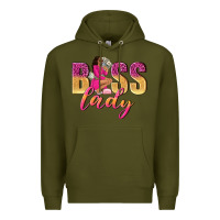Army Green boss lady afro woman Premium Hoodie - NancyCooperArtShop