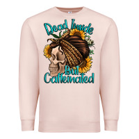 Pale Pink dead inside but caffeinated Premium Sweatshirt - Jasminsmagicworld