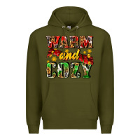 Army Green warm and cozy with scarf Premium Hoodie - AdoDesignShop