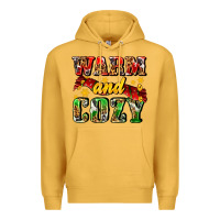 Mustard warm and cozy with scarf Premium Hoodie - AdoDesignShop