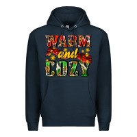 Navy warm and cozy with scarf Premium Hoodie - AdoDesignShop