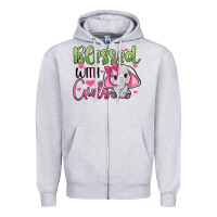 Heather Grey blessed with girls Zipper Hoodie - JahusDesignShop