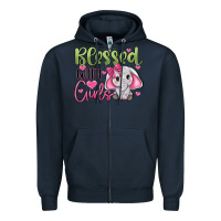 Navy blessed with girls Zipper Hoodie - JahusDesignShop