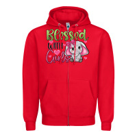 Red blessed with girls Zipper Hoodie - JahusDesignShop