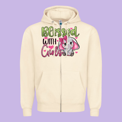 Blessed With Girls Zipper Hoodie Designed By Jahusdesignshop