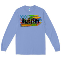 Colony Blue autism american flag Long Sleeve Tee - Zillion Design Studio