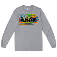 Heather Grey autism american flag Long Sleeve Tee - Zillion Design Studio