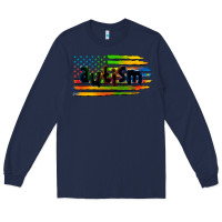 Navy autism american flag Long Sleeve Tee - Zillion Design Studio