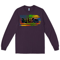 Plum autism american flag Long Sleeve Tee - Zillion Design Studio