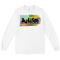 White autism american flag Long Sleeve Tee - Zillion Design Studio