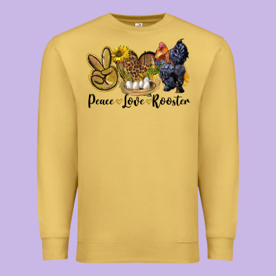 Peace Love Rooster Premium Sweatshirt Designed By Lillyallendesigns