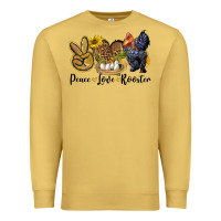 Antique Gold Peace Love Rooster Premium Sweatshirt - LillyAllenDesigns
