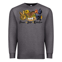 Charcoal Heather Peace Love Rooster Premium Sweatshirt - LillyAllenDesigns