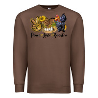 Chestnut Peace Love Rooster Premium Sweatshirt - LillyAllenDesigns