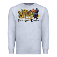 Heather Grey Peace Love Rooster Premium Sweatshirt - LillyAllenDesigns