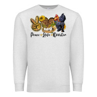 Oatmeal Heather Peace Love Rooster Premium Sweatshirt - LillyAllenDesigns