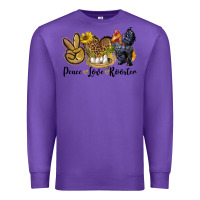 Purple Peace Love Rooster Premium Sweatshirt - LillyAllenDesigns