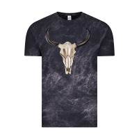 Cloud Black western bull skull tbw Vintage Tee - texasbilliewilder