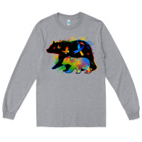 Heather Grey autism mama bear Long Sleeve Tee - Zillion Design Studio