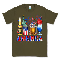 Army Green 4th of July American drinks America Classic Tee - Neo Western