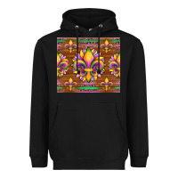 Black mardi gras sunflowers fleur, de lis glitter leopard background Heavyweight Hoodie - Artiststas