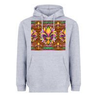 Heather Grey mardi gras sunflowers fleur, de lis glitter leopard background Heavyweight Hoodie - Artiststas