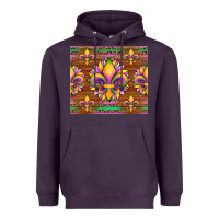 Plum mardi gras sunflowers fleur, de lis glitter leopard background Heavyweight Hoodie - Artiststas