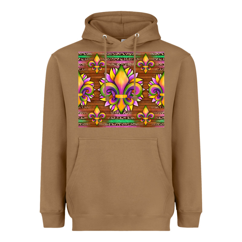 Mardi Gras Sunflowers Fleur, De Lis Glitter Leopard Background Heavyweight Hoodie by Artiststas | Teevron