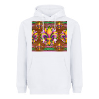 White mardi gras sunflowers fleur, de lis glitter leopard background Heavyweight Hoodie - Artiststas