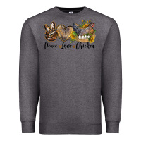 Charcoal Heather Western Peace Love Chickens Premium Sweatshirt - LillyAllenDesigns